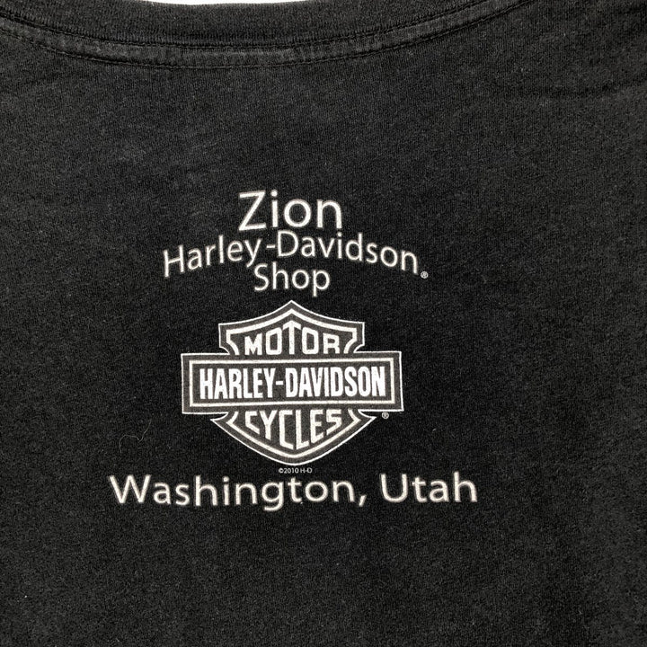 Harley-Davidson Motorcycle T-Shirt, Made in USA, Women's Size XXL (approx.) cotton black type Vintage Second Hand