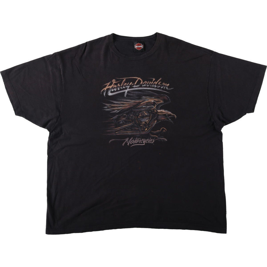 Harley-Davidson printed eagle pattern motorcycle bike t-shirt, men's size XL (approx.) unclear black type Vintage Second Hand