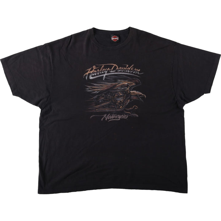 Harley-Davidson printed eagle pattern motorcycle bike t-shirt, men's size XL (approx.) unclear black type Vintage Second Hand