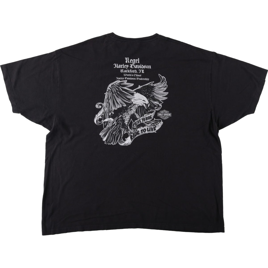 Harley-Davidson printed eagle pattern motorcycle bike t-shirt, men's size XL (approx.) unclear black type Vintage Second Hand