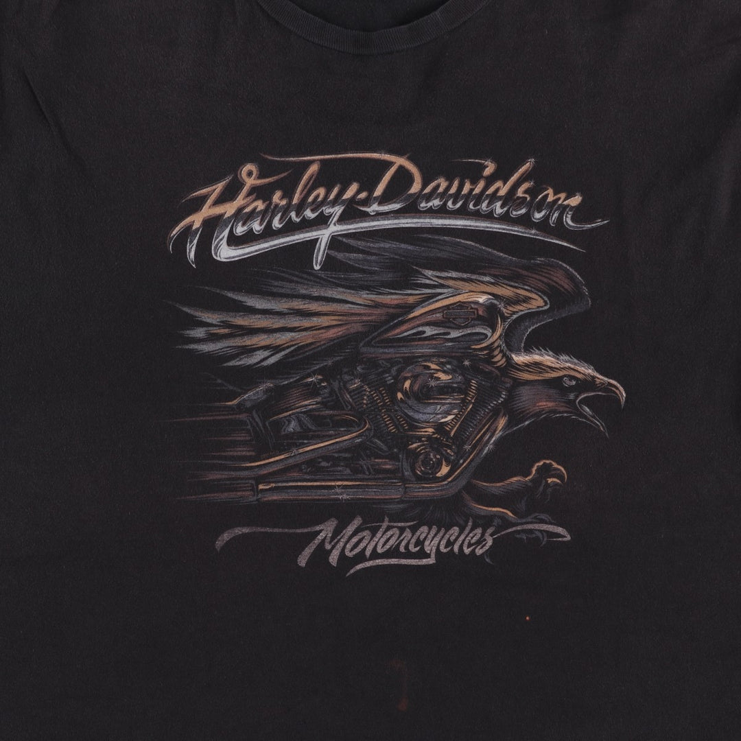 Harley-Davidson printed eagle pattern motorcycle bike t-shirt, men's size XL (approx.) unclear black type Vintage Second Hand