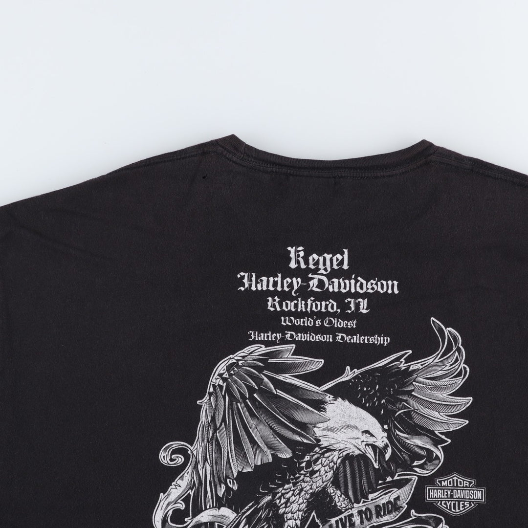 Harley-Davidson printed eagle pattern motorcycle bike t-shirt, men's size XL (approx.) unclear black type Vintage Second Hand