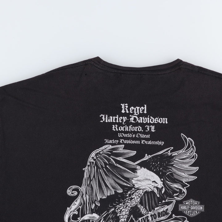 Harley-Davidson printed eagle pattern motorcycle bike t-shirt, men's size XL (approx.) unclear black type Vintage Second Hand