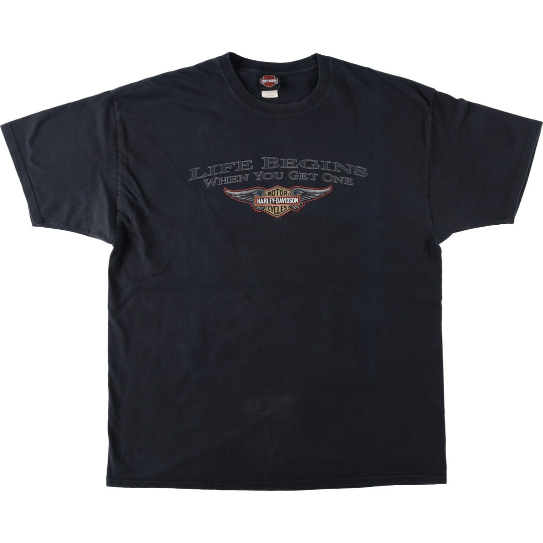 2000'S Harley-Davidson Eagle Pattern Motorcycle T-Shirt, Men's XXL (approx.) cotton black type Vintage Second Hand