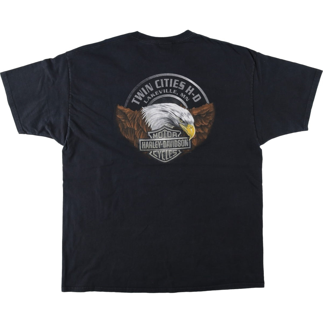 2000'S Harley-Davidson Eagle Pattern Motorcycle T-Shirt, Men's XXL (approx.) cotton black type Vintage Second Hand
