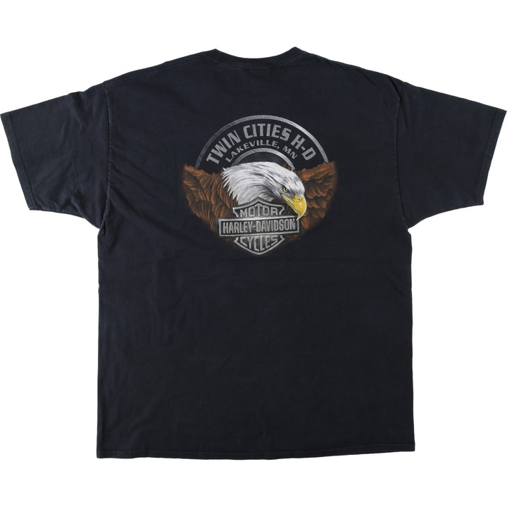 2000'S Harley-Davidson Eagle Pattern Motorcycle T-Shirt, Men's XXL (approx.) cotton black type Vintage Second Hand
