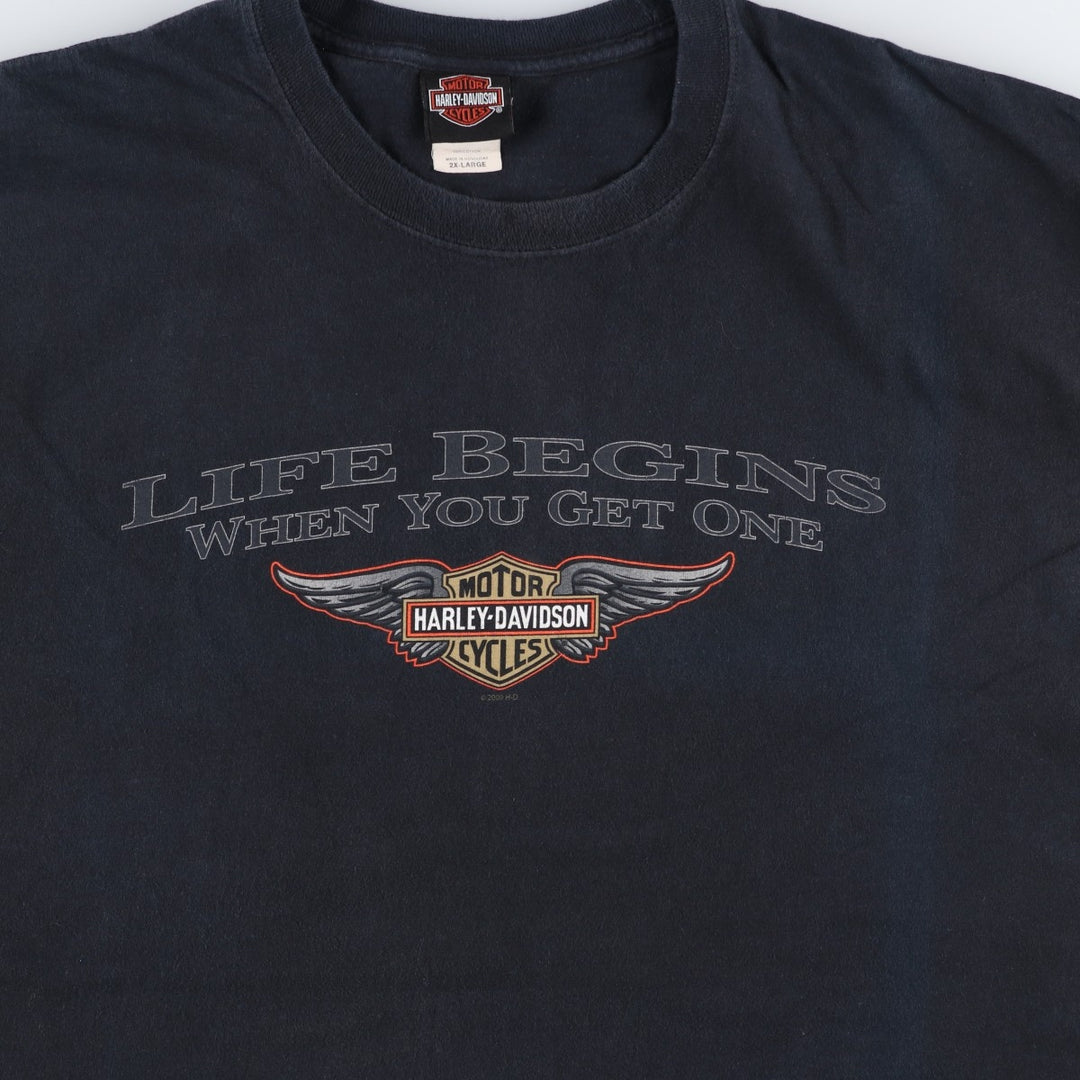 2000'S Harley-Davidson Eagle Pattern Motorcycle T-Shirt, Men's XXL (approx.) cotton black type Vintage Second Hand