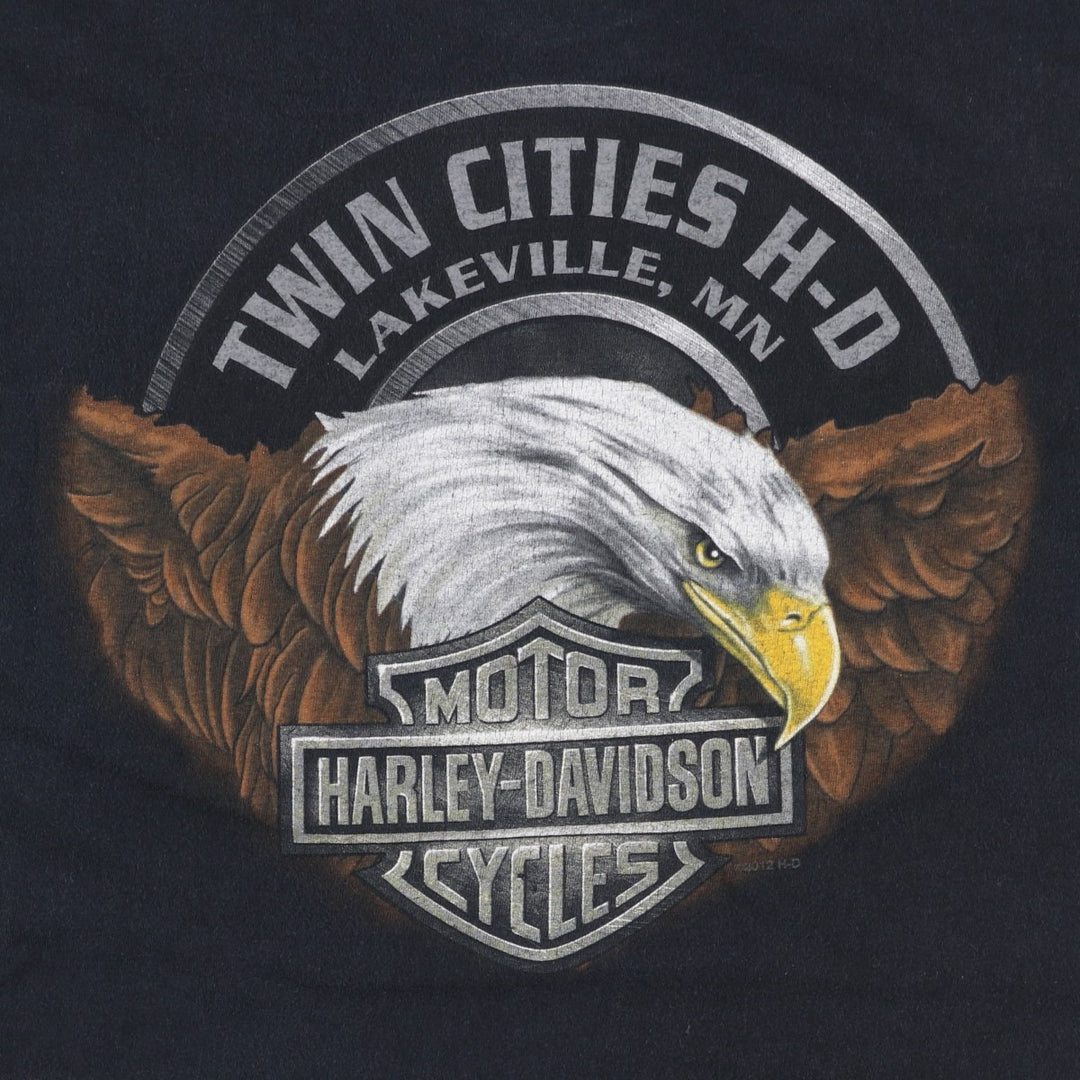 2000'S Harley-Davidson Eagle Pattern Motorcycle T-Shirt, Men's XXL (approx.) cotton black type Vintage Second Hand