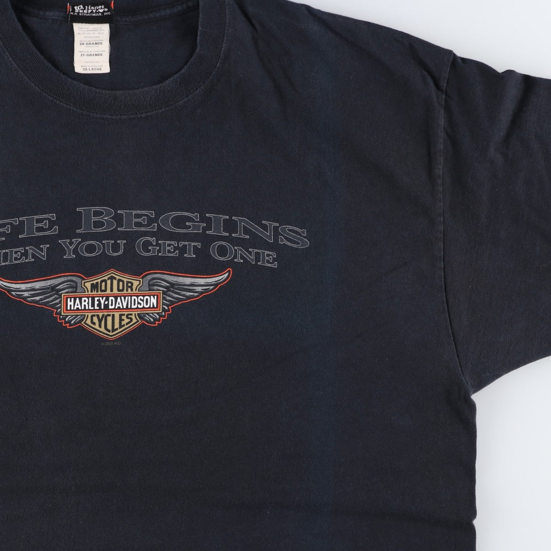 2000'S Harley-Davidson Eagle Pattern Motorcycle T-Shirt, Men's XXL (approx.) cotton black type Vintage Second Hand