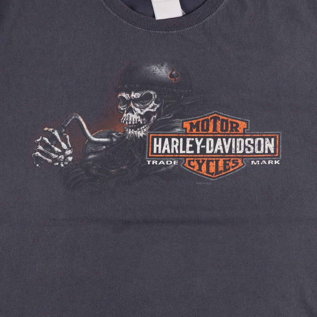 Harley-Davidson Skull Pattern Motorcycle Bike T-shirt Men's XL unclear black type Vintage Second Hand