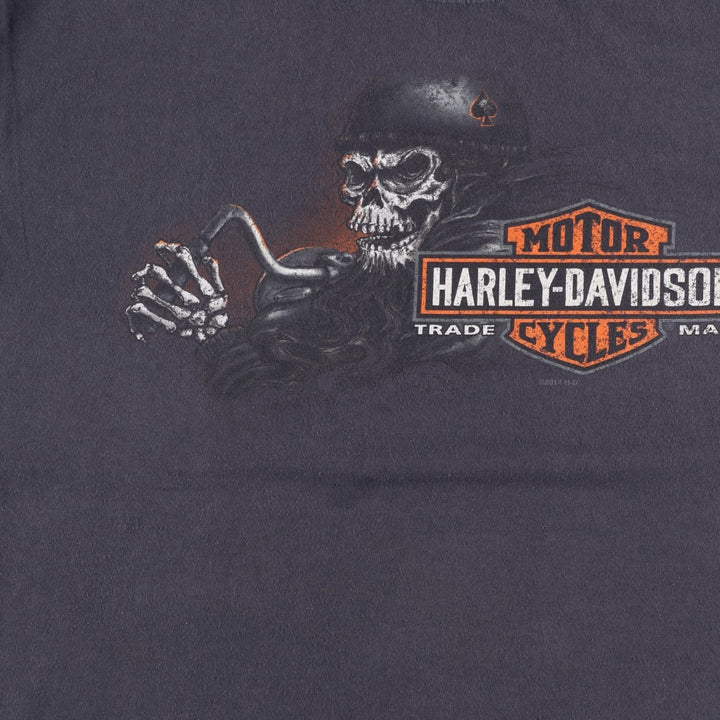 Harley-Davidson Skull Pattern Motorcycle Bike T-shirt Men's XL unclear black type Vintage Second Hand