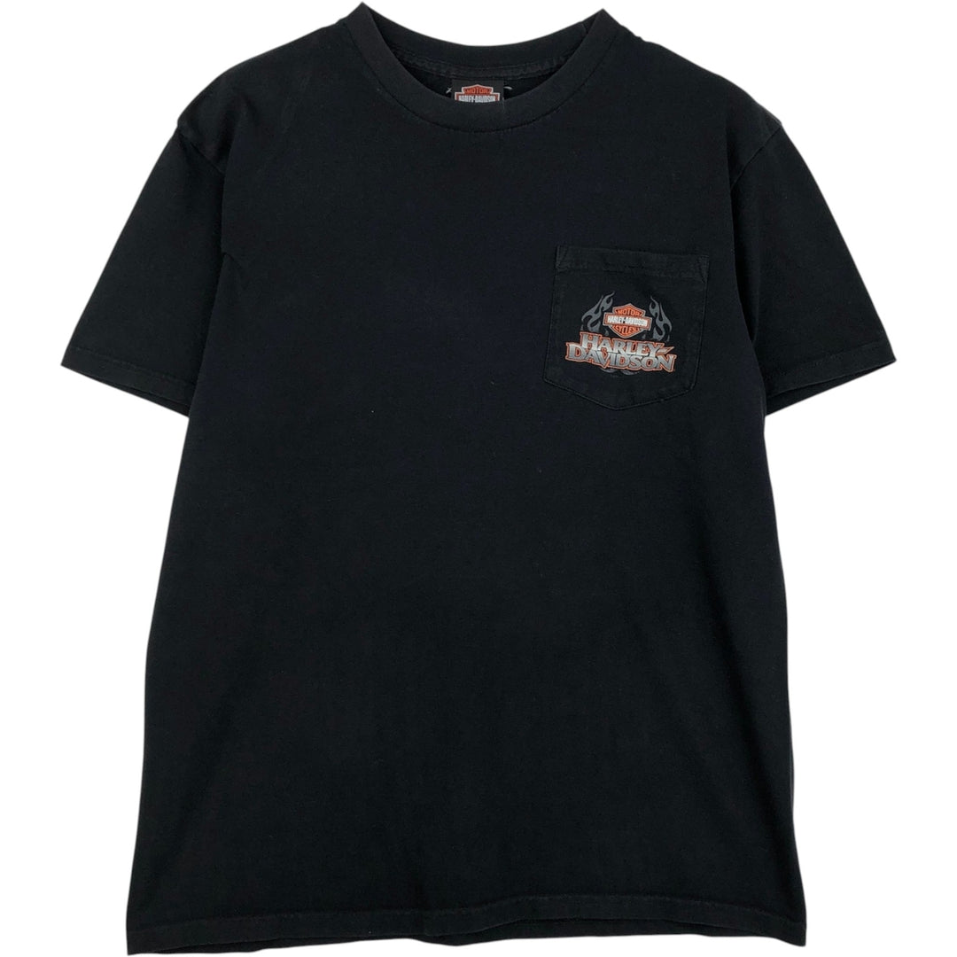 Harley-Davidson Eagle Pattern Motorcycle Bike T-shirt Men's L size unclear black type Vintage Second Hand