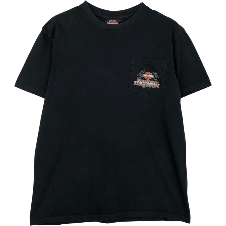 Harley-Davidson Eagle Pattern Motorcycle Bike T-shirt Men's L size unclear black type Vintage Second Hand