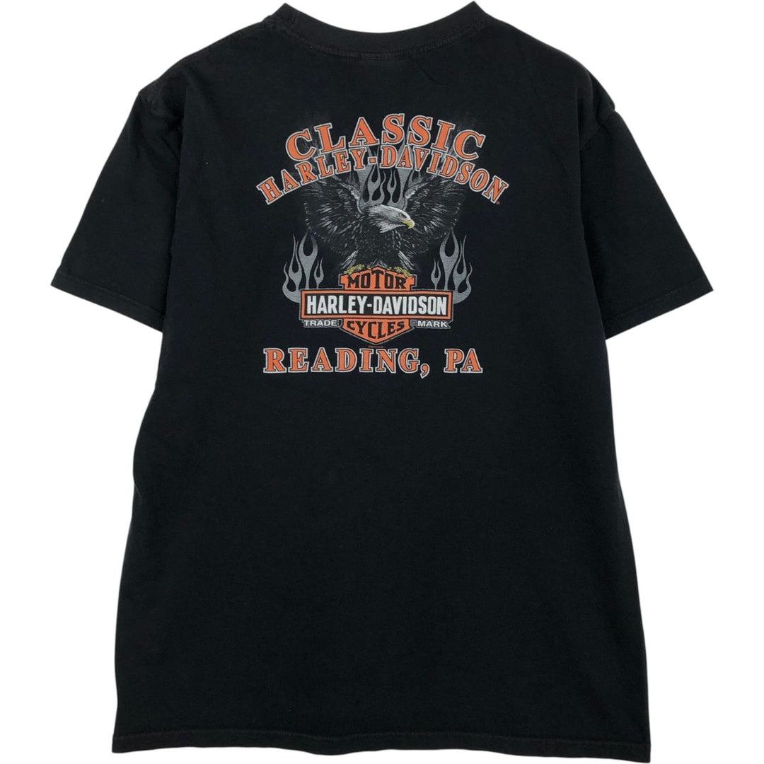 Harley-Davidson Eagle Pattern Motorcycle Bike T-shirt Men's L size unclear black type Vintage Second Hand