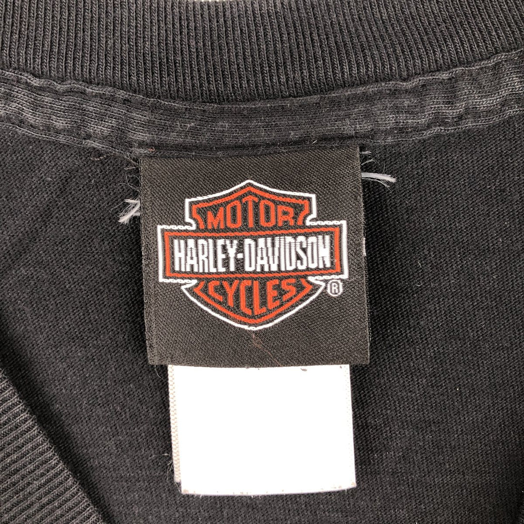 Harley-Davidson Eagle Pattern Motorcycle Bike T-shirt Men's L size unclear black type Vintage Second Hand