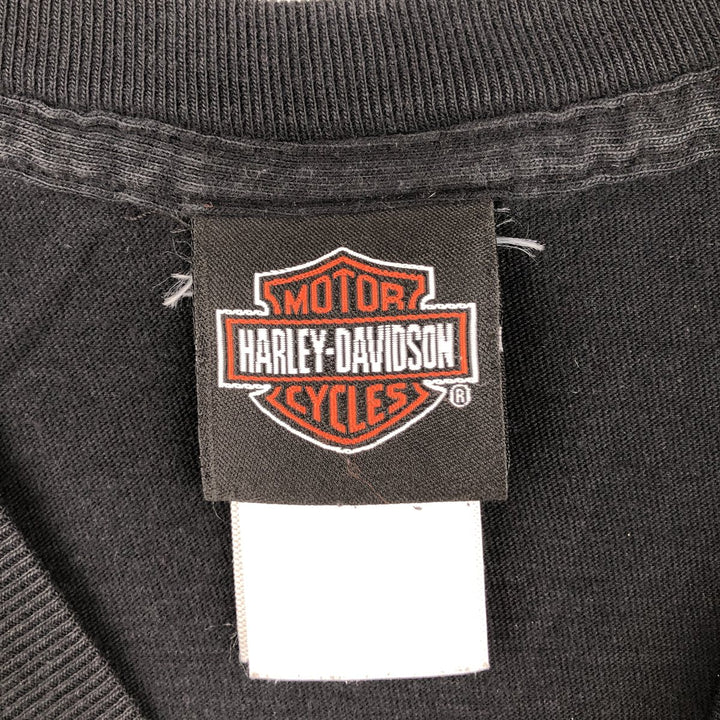 Harley-Davidson Eagle Pattern Motorcycle Bike T-shirt Men's L size unclear black type Vintage Second Hand