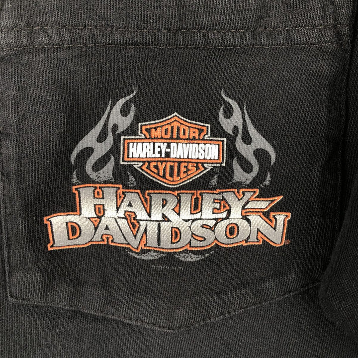 Harley-Davidson Eagle Pattern Motorcycle Bike T-shirt Men's L size unclear black type Vintage Second Hand