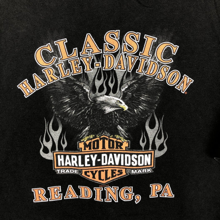 Harley-Davidson Eagle Pattern Motorcycle Bike T-shirt Men's L size unclear black type Vintage Second Hand