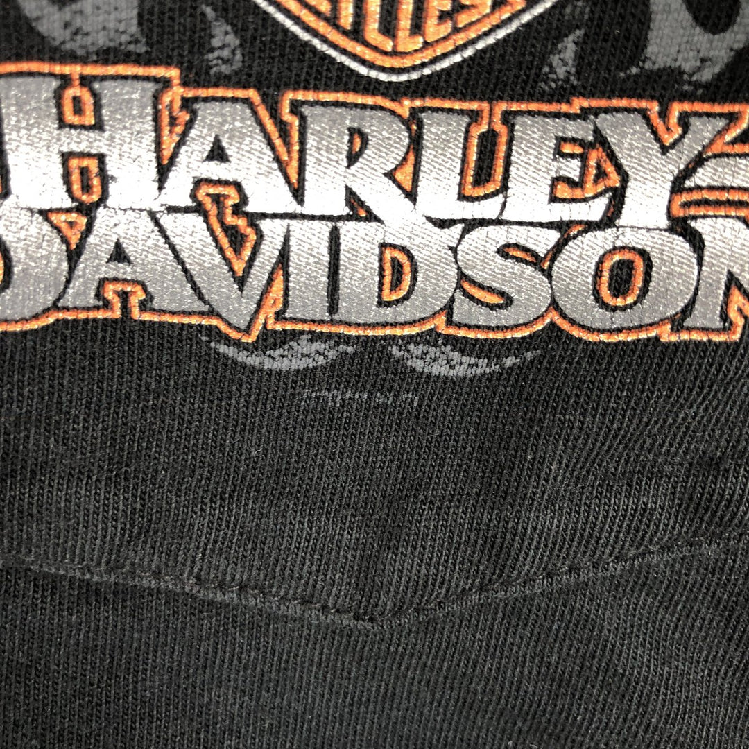 Harley-Davidson Eagle Pattern Motorcycle Bike T-shirt Men's L size unclear black type Vintage Second Hand