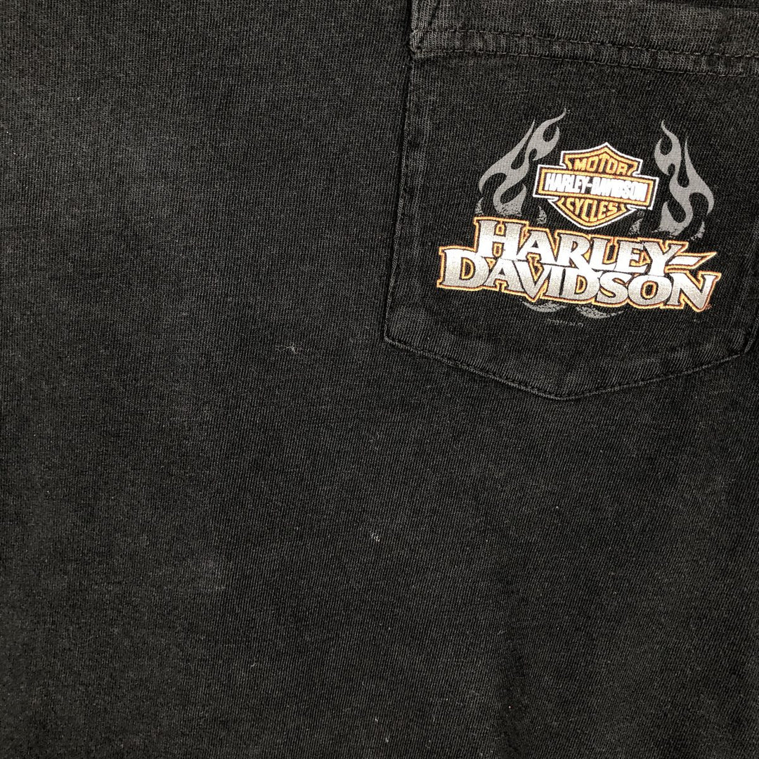 Harley-Davidson Eagle Pattern Motorcycle Bike T-shirt Men's L size unclear black type Vintage Second Hand
