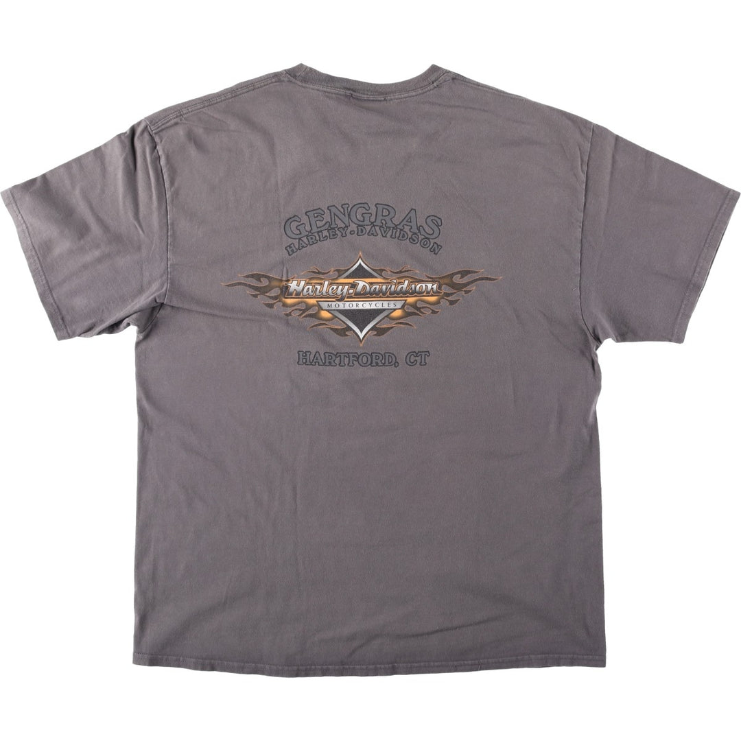 Harley Davidson Skull Pattern Fire Pattern Motorcycle Bike T-shirt Men's XL unclear Charcoal Vintage Second Hand