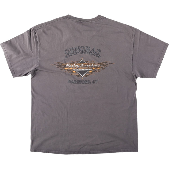 Harley Davidson Skull Pattern Fire Pattern Motorcycle Bike T-shirt Men's XL unclear Charcoal Vintage Second Hand