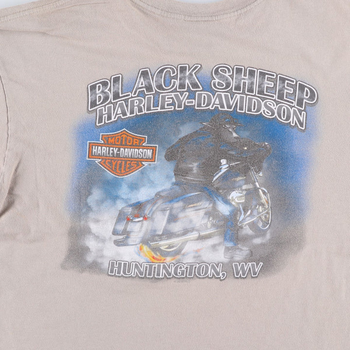 Harley-Davidson Motorcycle T-Shirt, Men's Size XL (Equivalent), Vintage unclear Beige type Vintage Second Hand