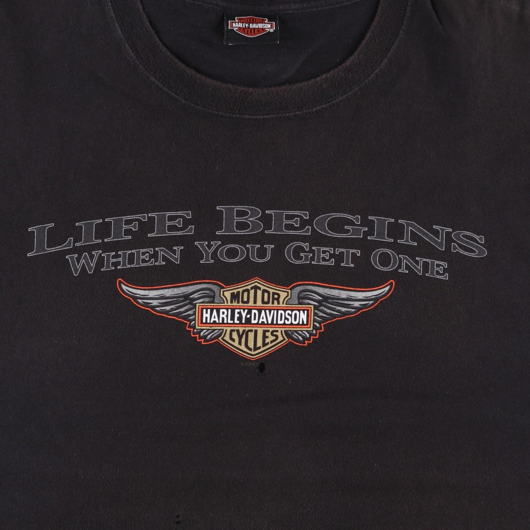 2000'S Harley-Davidson Motorcycle T-shirt, Men's Size XL (approx.) cotton black type Vintage Second Hand
