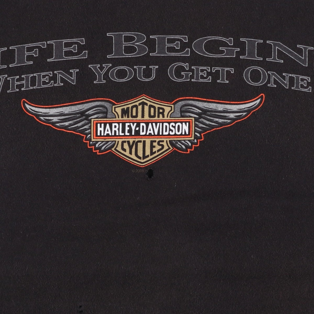 2000'S Harley-Davidson Motorcycle T-shirt, Men's Size XL (approx.) cotton black type Vintage Second Hand
