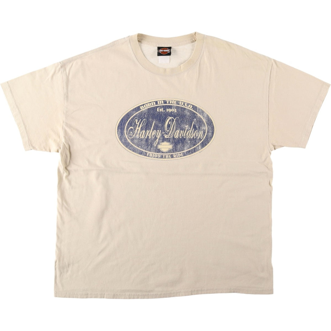2000'S Harley-Davidson Motorcycle T-shirt, Men's Size XL (approx.) unclear Beige type Vintage Second Hand