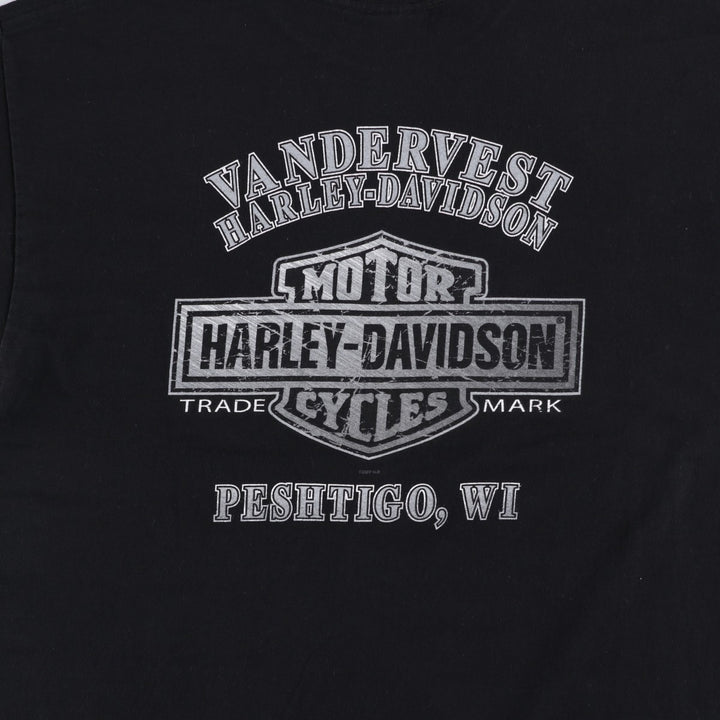 2000'S Harley-Davidson Motorcycle T-Shirt, Made in USA, Men's Size XL (approx.) cotton black type Vintage Second Hand