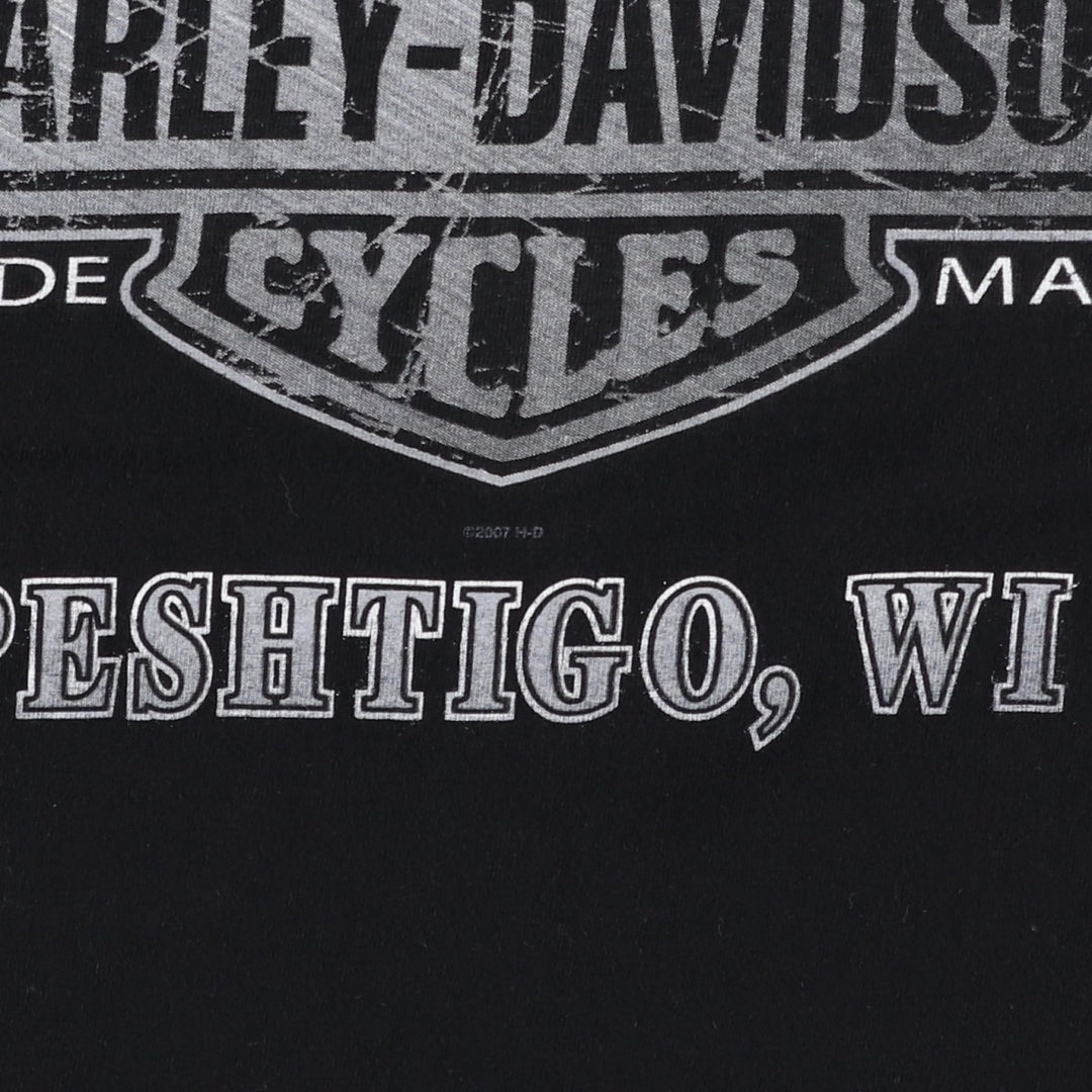 2000'S Harley-Davidson Motorcycle T-Shirt, Made in USA, Men's Size XL (approx.) cotton black type Vintage Second Hand