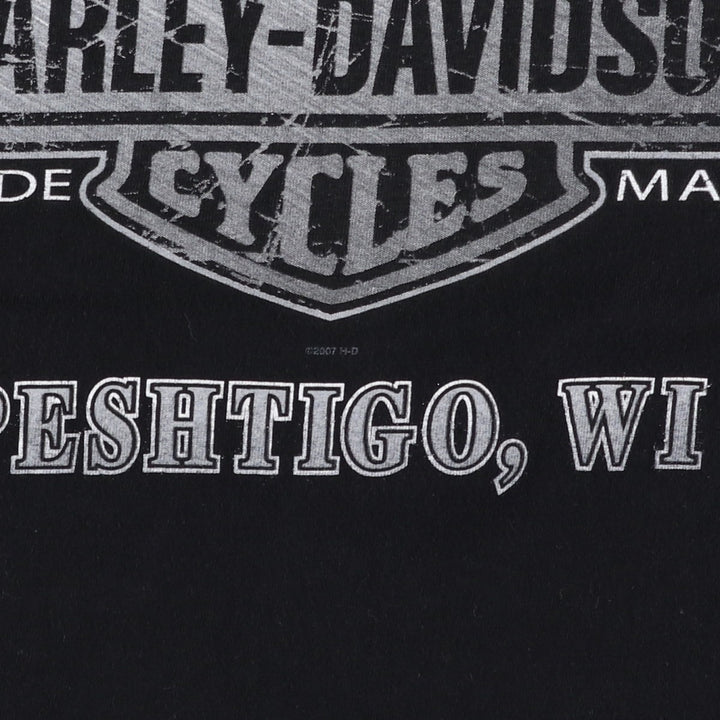 2000'S Harley-Davidson Motorcycle T-Shirt, Made in USA, Men's Size XL (approx.) cotton black type Vintage Second Hand