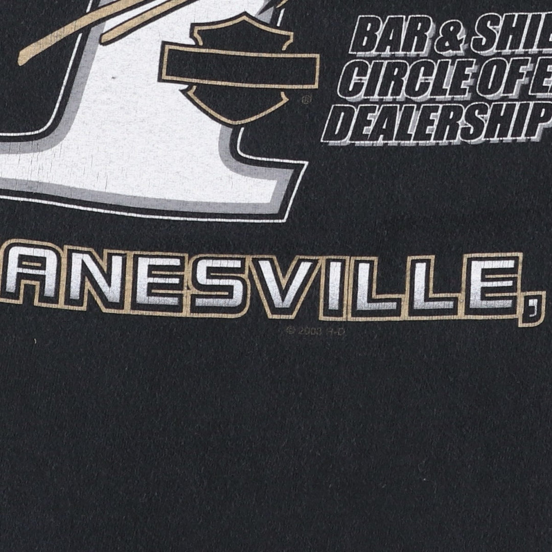Harley-Davidson Eagle Pattern Motorcycle Bike T-shirt Men's XL size Double-sided print unclear brown type Vintage Second Hand