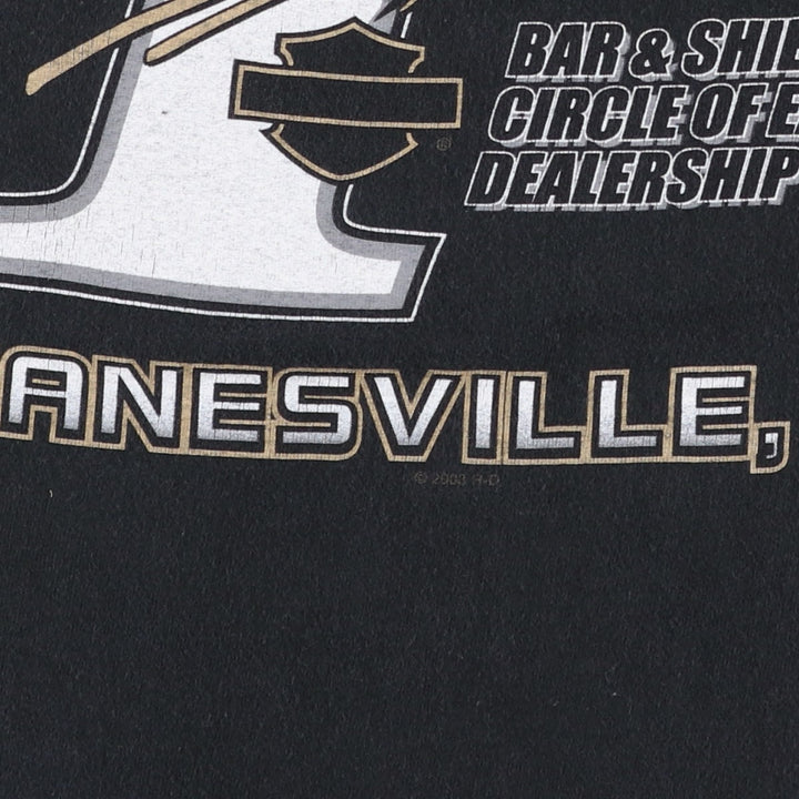 Harley-Davidson Eagle Pattern Motorcycle Bike T-shirt Men's XL size Double-sided print unclear brown type Vintage Second Hand