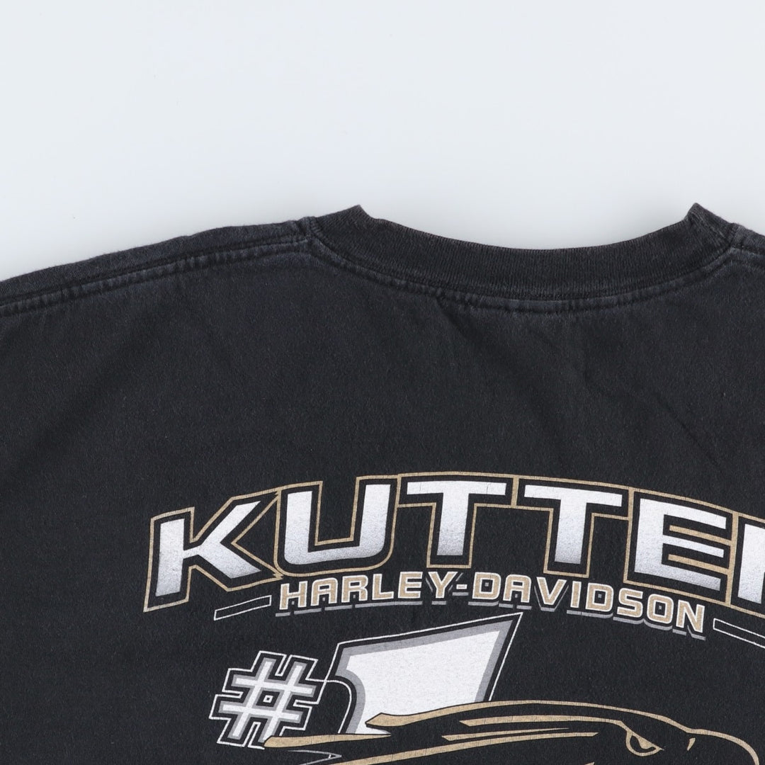 Harley-Davidson Eagle Pattern Motorcycle Bike T-shirt Men's XL size Double-sided print unclear brown type Vintage Second Hand