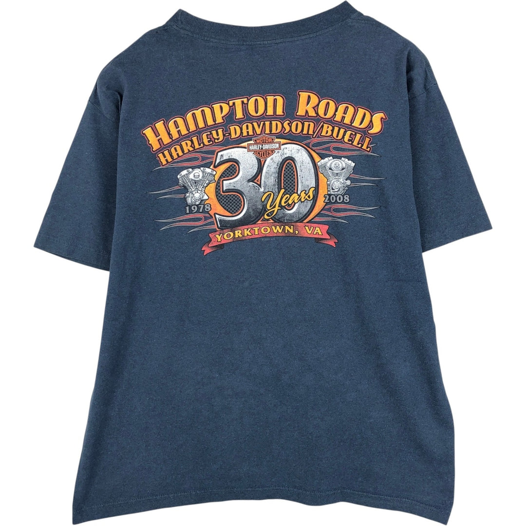 00'S Harley-Davidson Motorcycle Bike T-shirt Made in USA Men's L size cotton blue type Vintage Second Hand