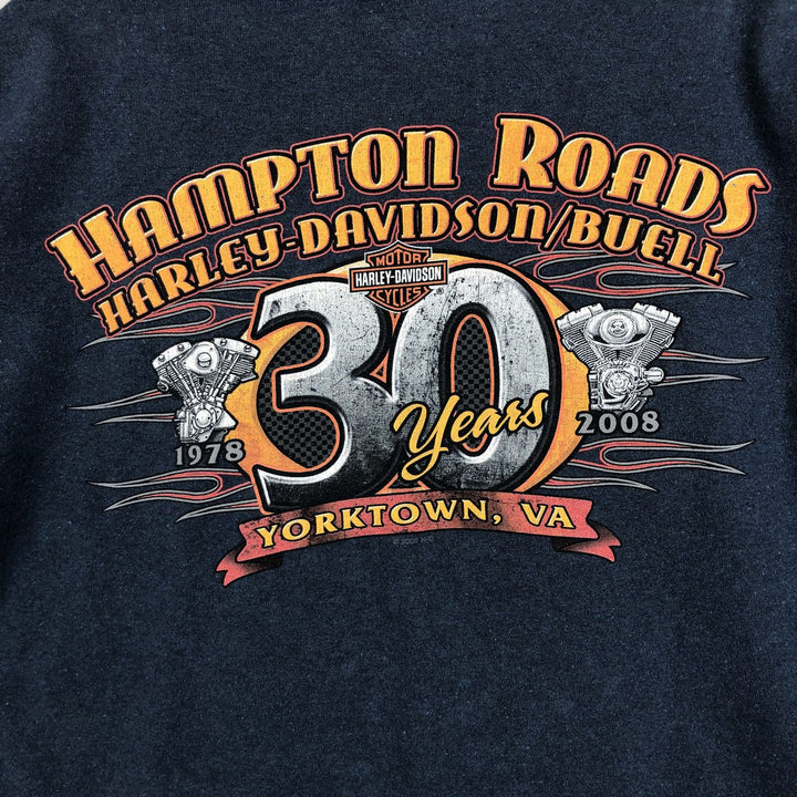 00'S Harley-Davidson Motorcycle Bike T-shirt Made in USA Men's L size cotton blue type Vintage Second Hand
