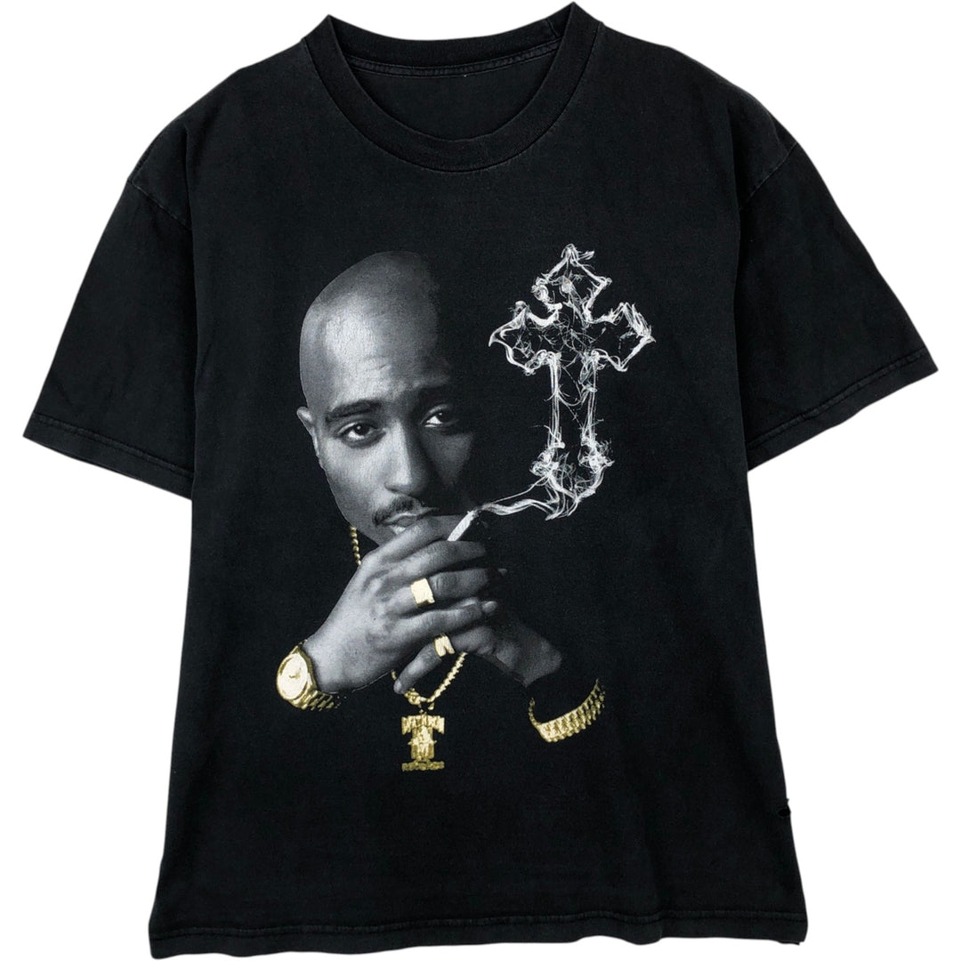 2pac Rap T-shirt, Men's L size unclear black type Vintage Second Hand