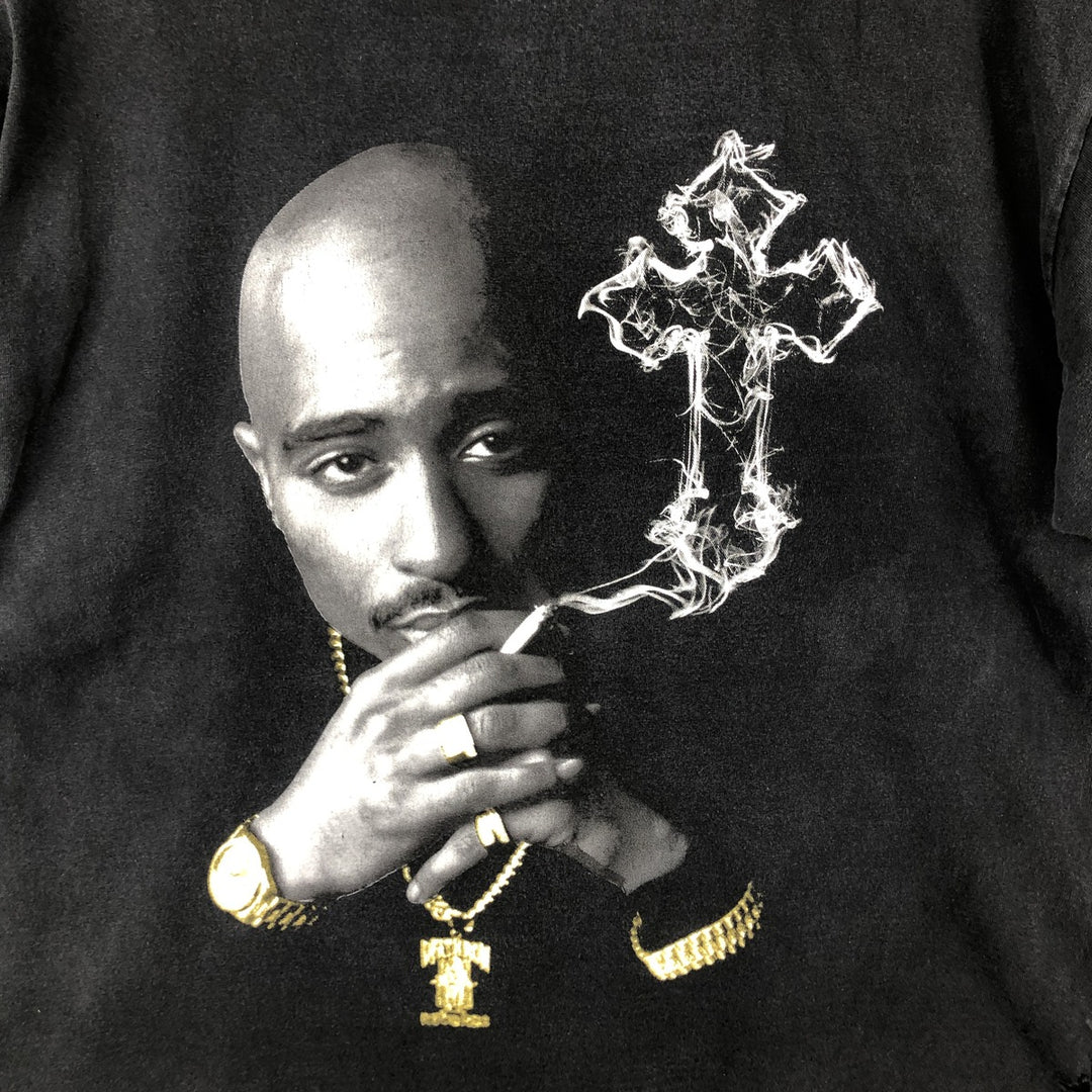 2pac Rap T-shirt, Men's L size unclear black type Vintage Second Hand