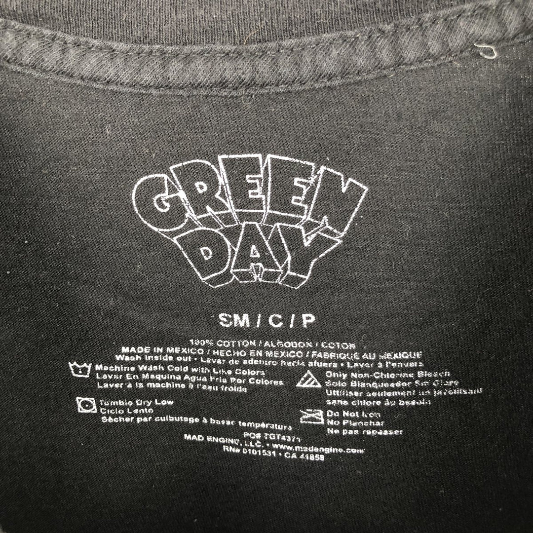 GREEN DAY Green Day Band T-shirt Band T Men's S size cotton black type Vintage Second Hand