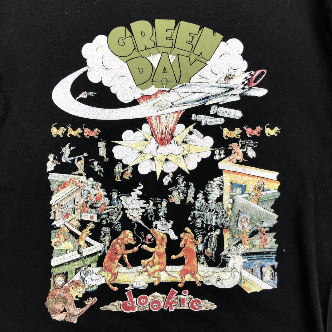GREEN DAY Green Day Band T-shirt Band T Men's S size cotton black type Vintage Second Hand