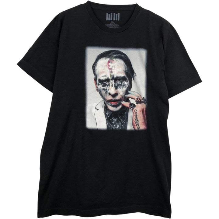 MARILYN MANSON Marilyn Manson Band T-shirt Band T Men's L size cotton black type Vintage Second Hand