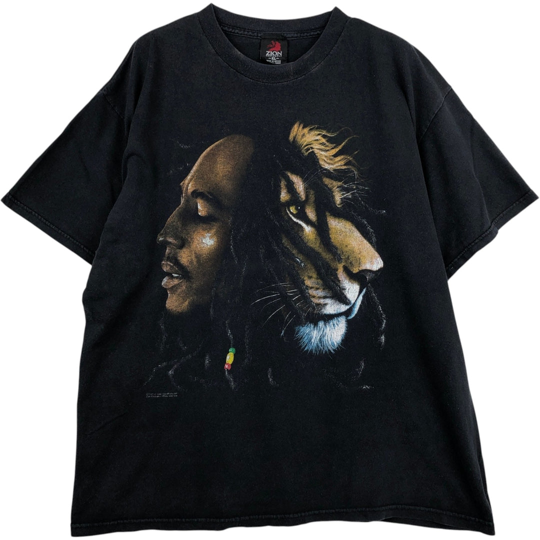 ZION BOB MARLEY Bob Marley Band T-shirt, Men's XL equivalent cotton black type Vintage Second Hand