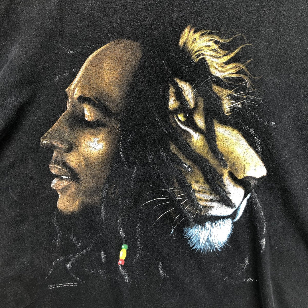 ZION BOB MARLEY Bob Marley Band T-shirt, Men's XL equivalent cotton black type Vintage Second Hand