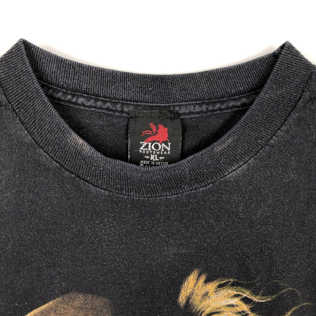 ZION BOB MARLEY Bob Marley Band T-shirt, Men's XL equivalent cotton black type Vintage Second Hand