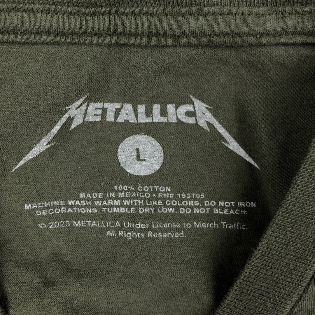METALLICA Metallica Band T-shirt Band T Men's L size cotton Khaki type Vintage Second Hand