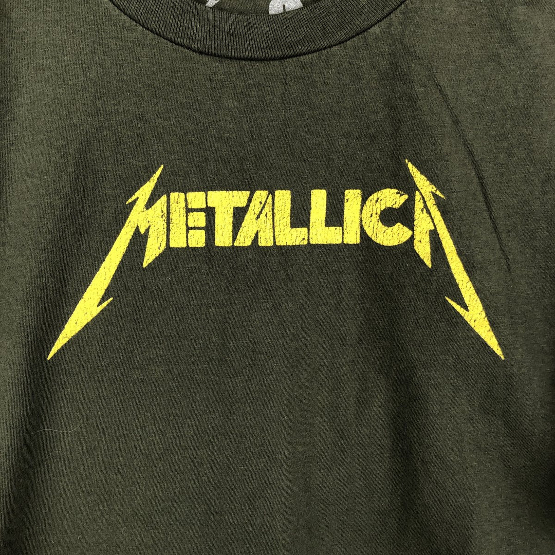 METALLICA Metallica Band T-shirt Band T Men's L size cotton Khaki type Vintage Second Hand