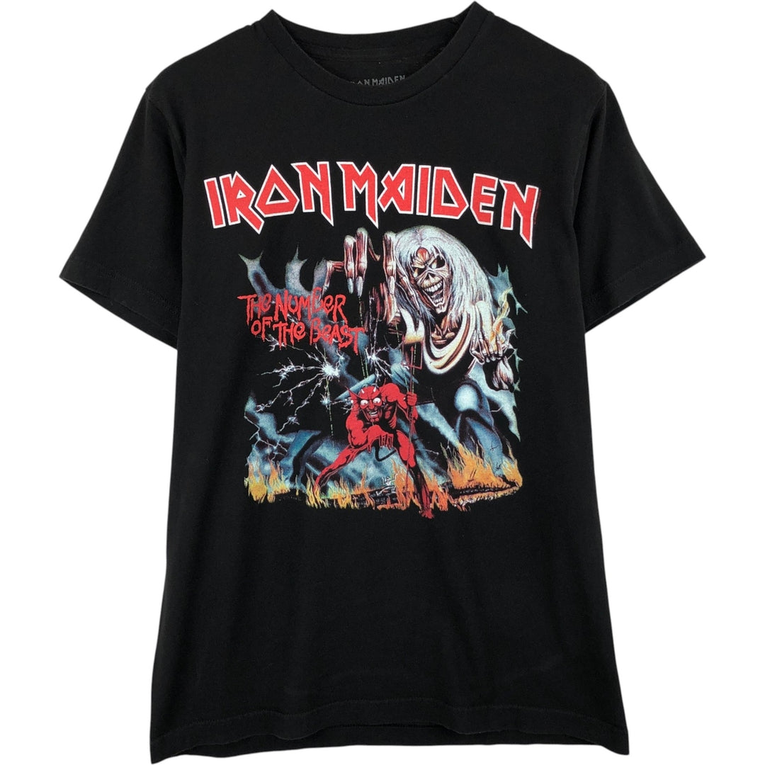 IRON MAIDEN Iron Maiden Band T-shirt Band T Men's M size cotton black type Vintage Second Hand
