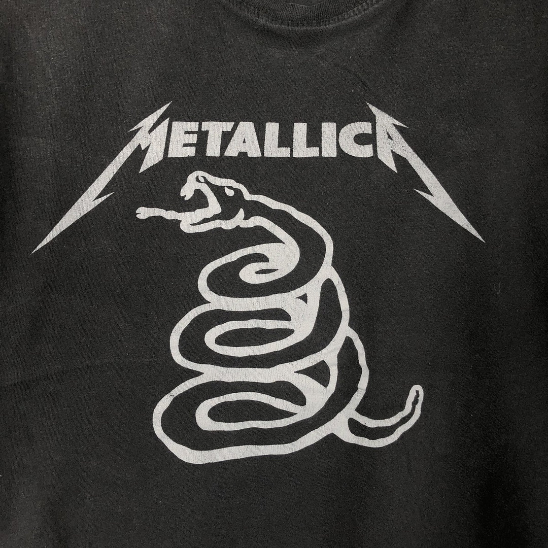 METALLICA Metallica Band T-shirt Band T Men's L size unclear black type Vintage Second Hand